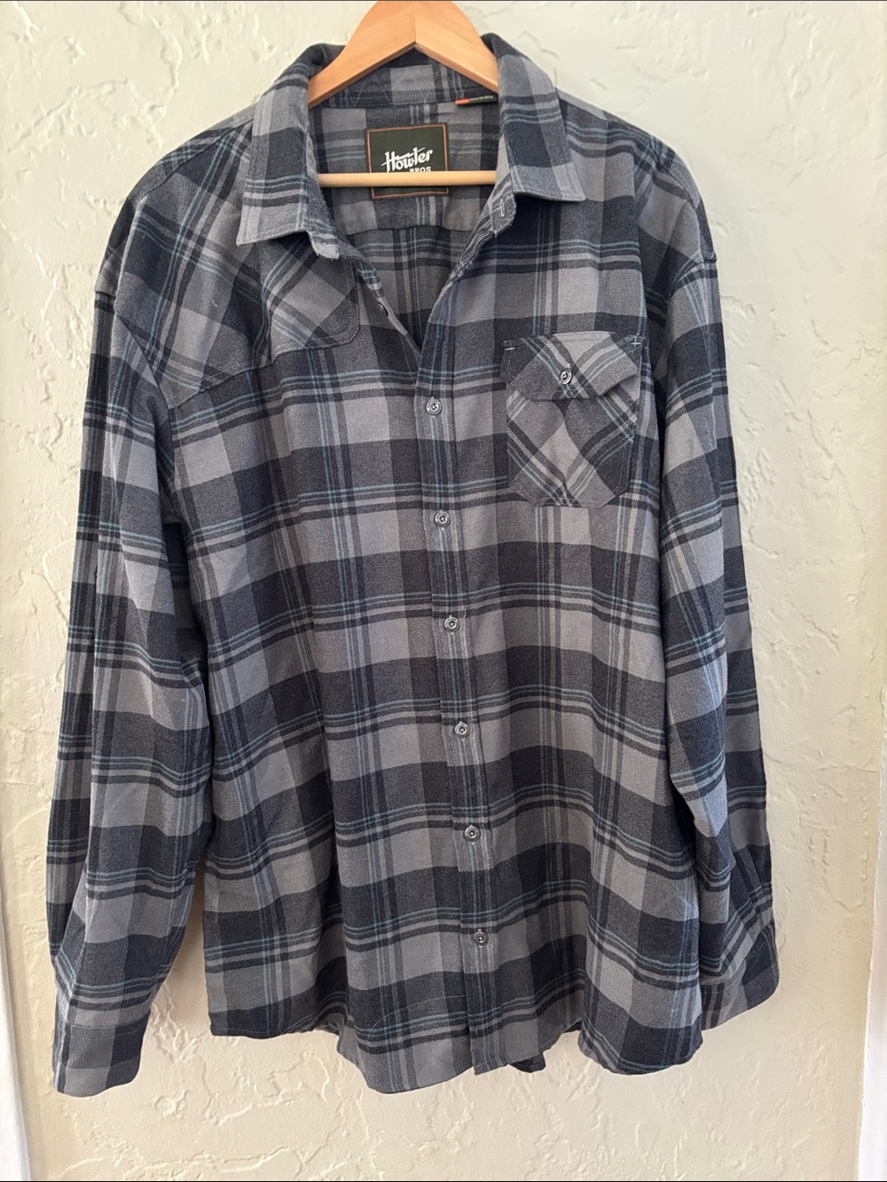 Howler Brothers Gray and Black Plaid Button-Down Shirt